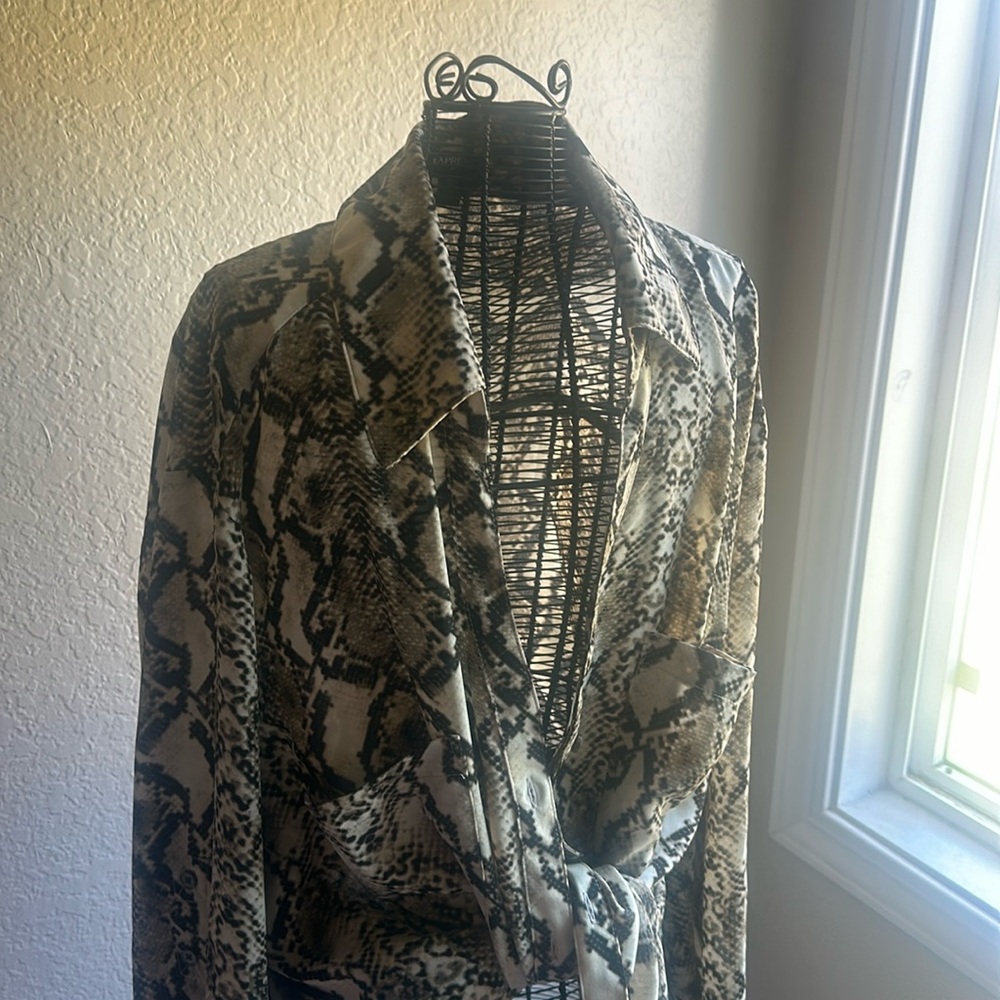 Express Portofino snakeskin, long sleeve blouse
